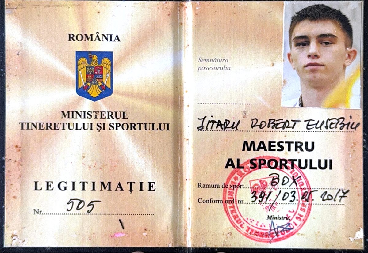 Legitimație redactată Maestru al Sportului pentru Robert Jitaru